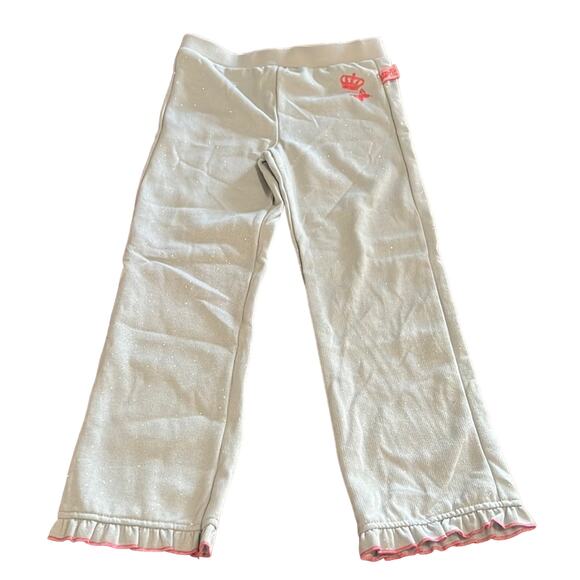 Pink Cookie Girls  Silver Sparkle Knit Pants Size 6 Princess Crown Butterfly Y2K - Picture 1 of 8